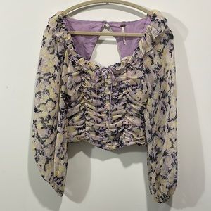 Free people Mabel printed blouse in lilac combo